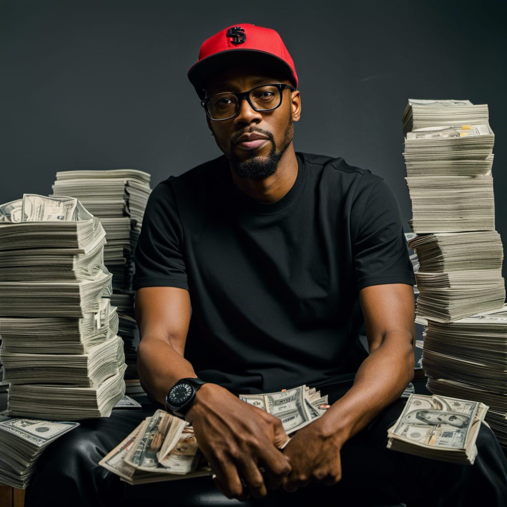Inspired by Wu-Tang Clan’s song. Rapper RZA poses surrounded by cash.